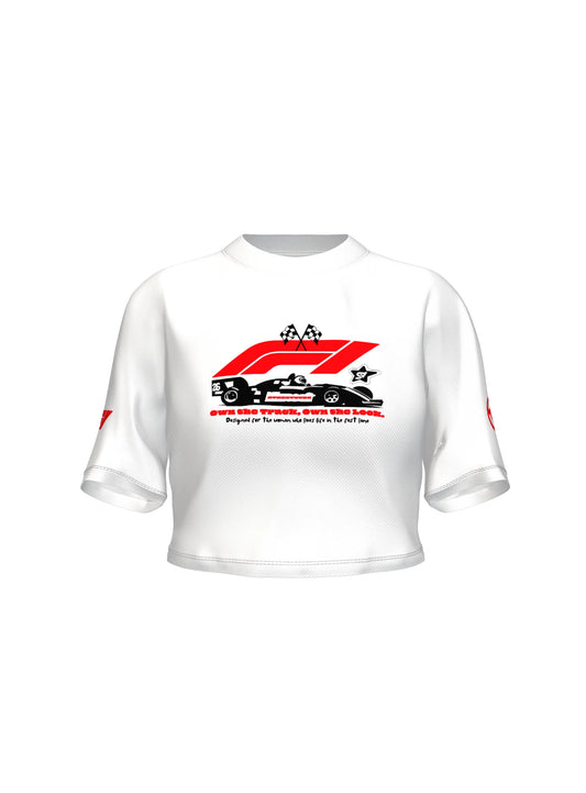F1 own the track - Crop top white - Streetvybe