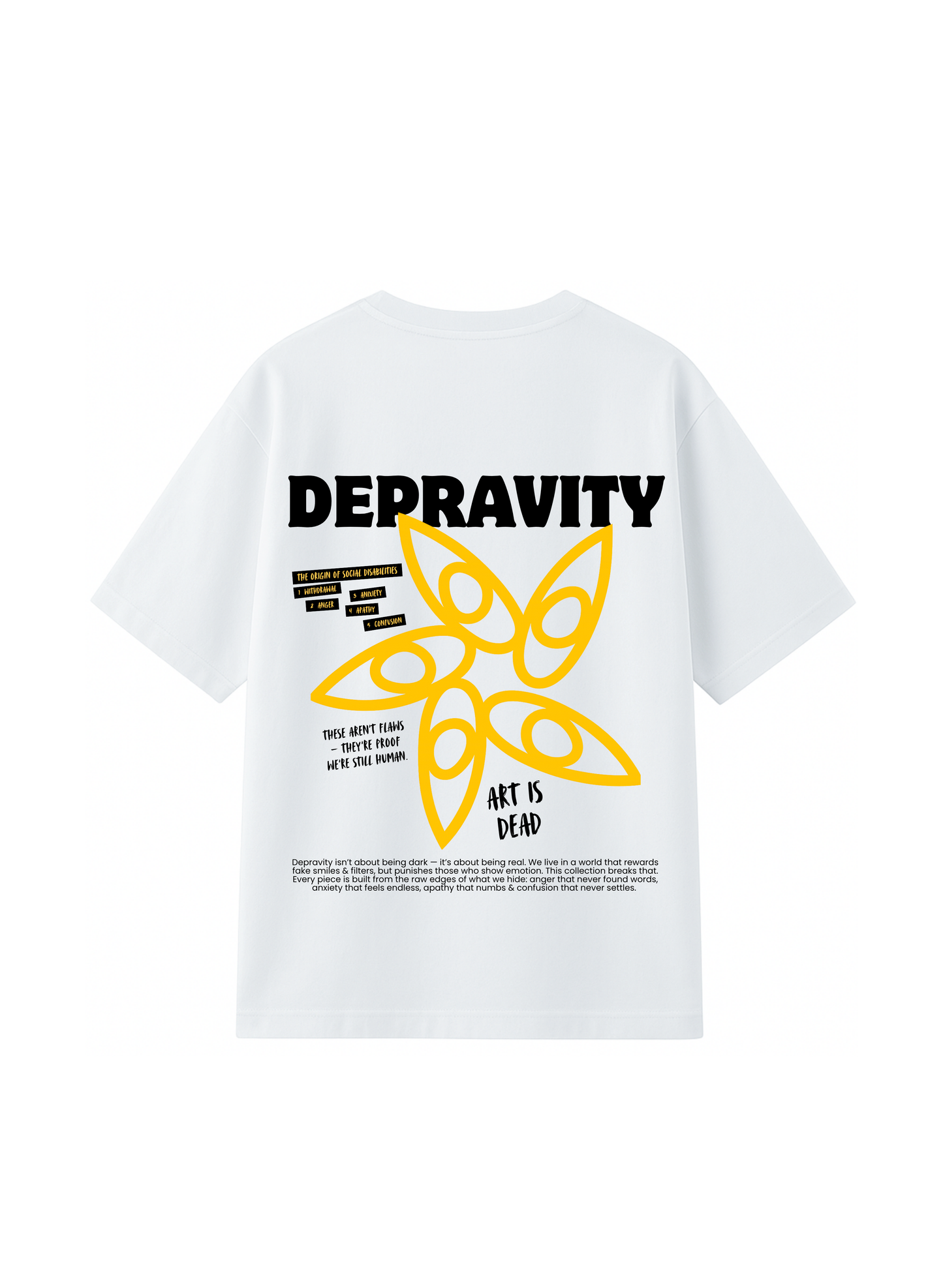 Depravity - social disabilities white T-shirt