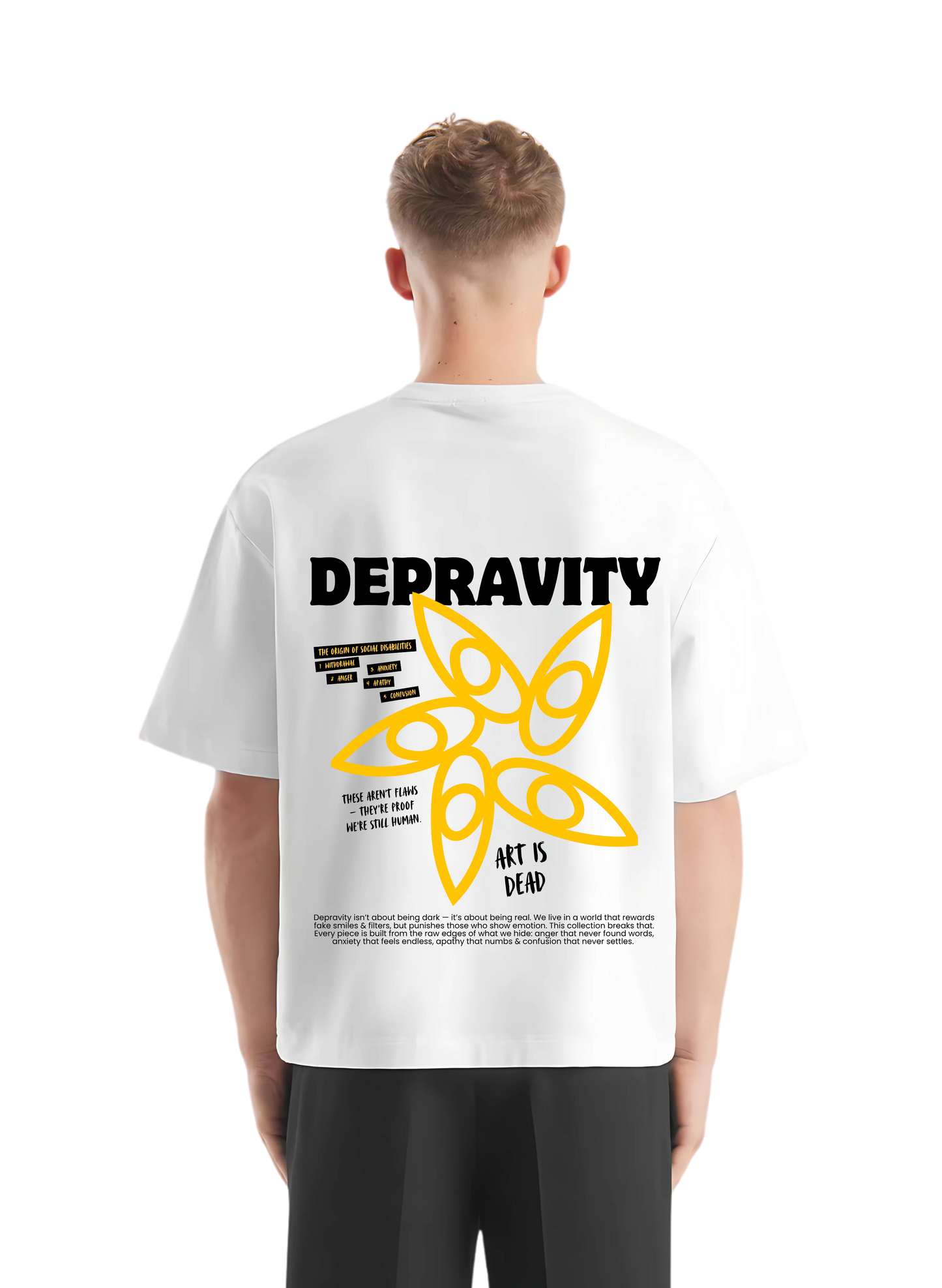 Depravity - social disabilities white T-shirt