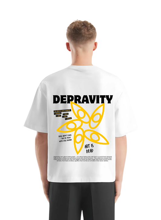 Depravity - social disabilities white T-shirt