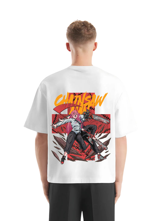 Chainsaw man white T-shirt - Streetvybe